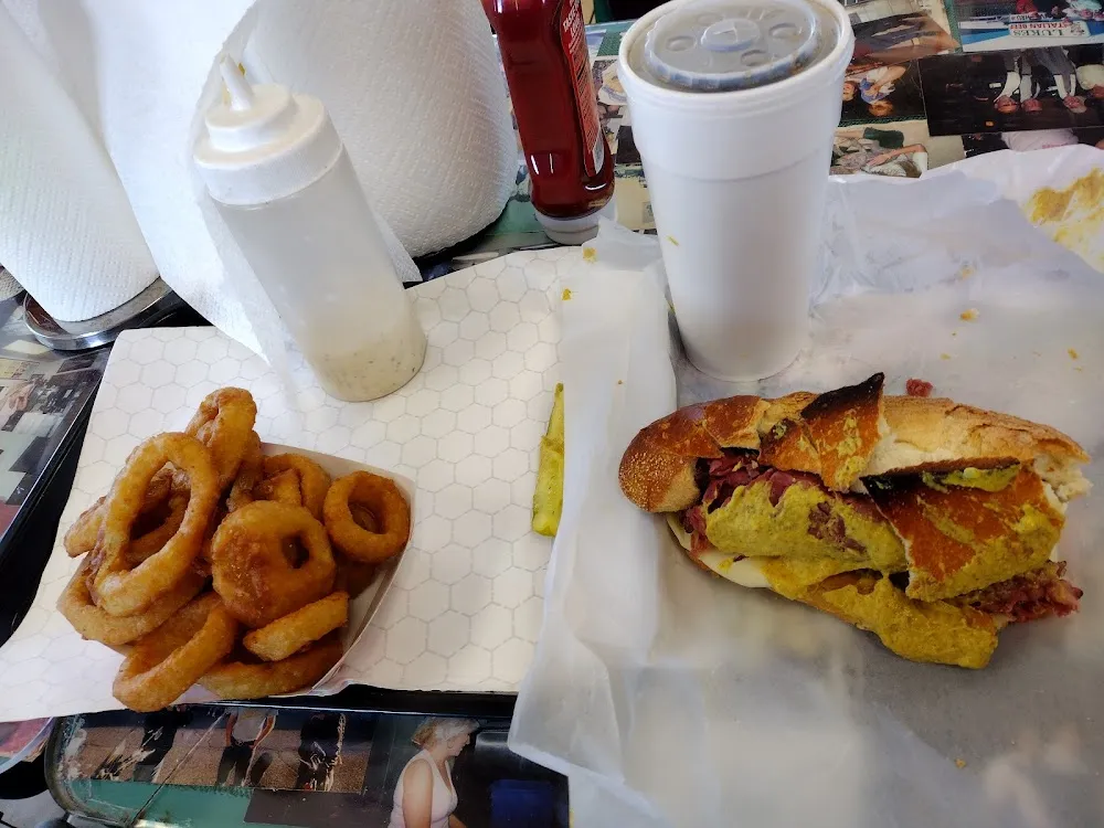 Pastrami Sub with Onion Rings